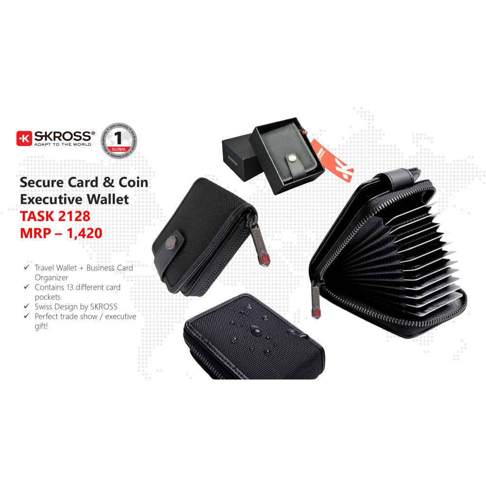 SKROSS Secure Card & Coin Executive Wallet – Model TASK 2128